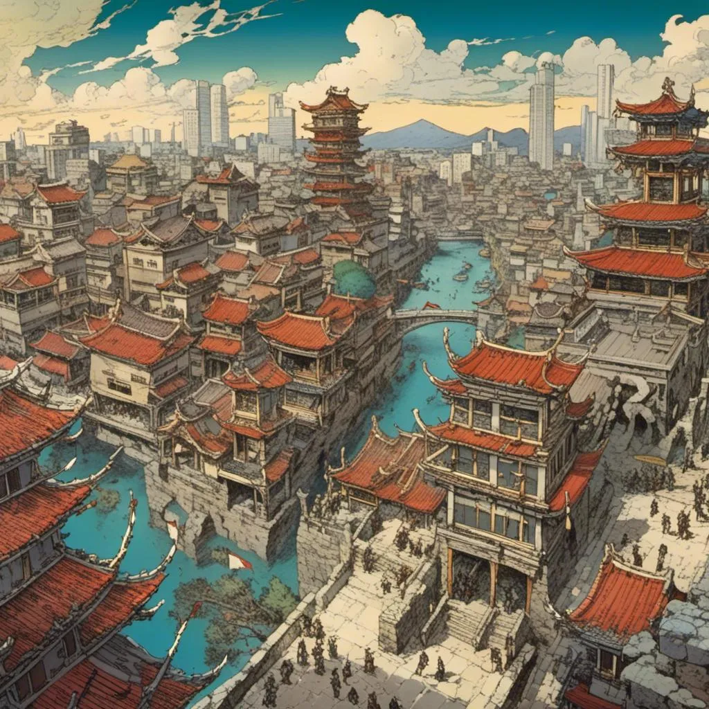 Prompt: <mymodel>ancient japanese city