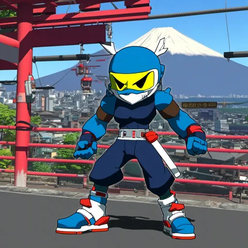 Prompt: <mymodel>ninja with mt fuji in background