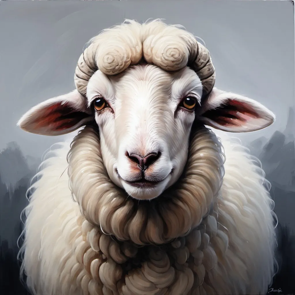 Prompt: vibe based painting of a sad sheep