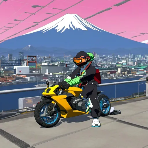 Prompt: <mymodel>ninja with mt fuji in background