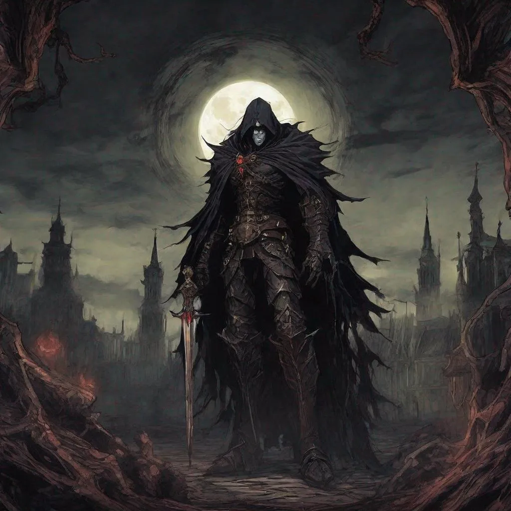 Prompt: Castlevania meets Elden Ring, nightmarish Dark Knight