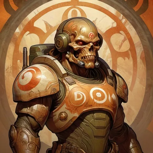 Prompt: Doom II, Quake, ID software, mythological space military character