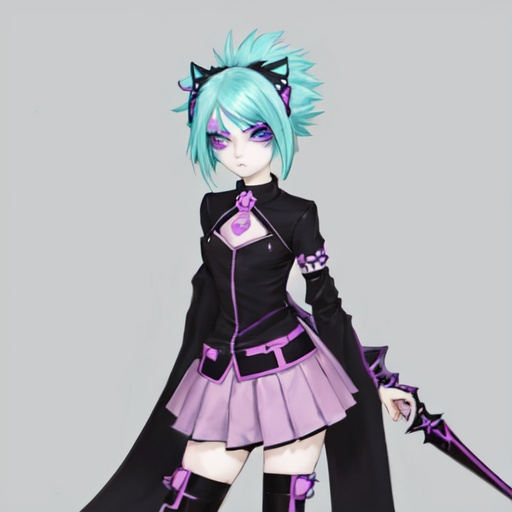 Prompt: anime pastel goth warrior