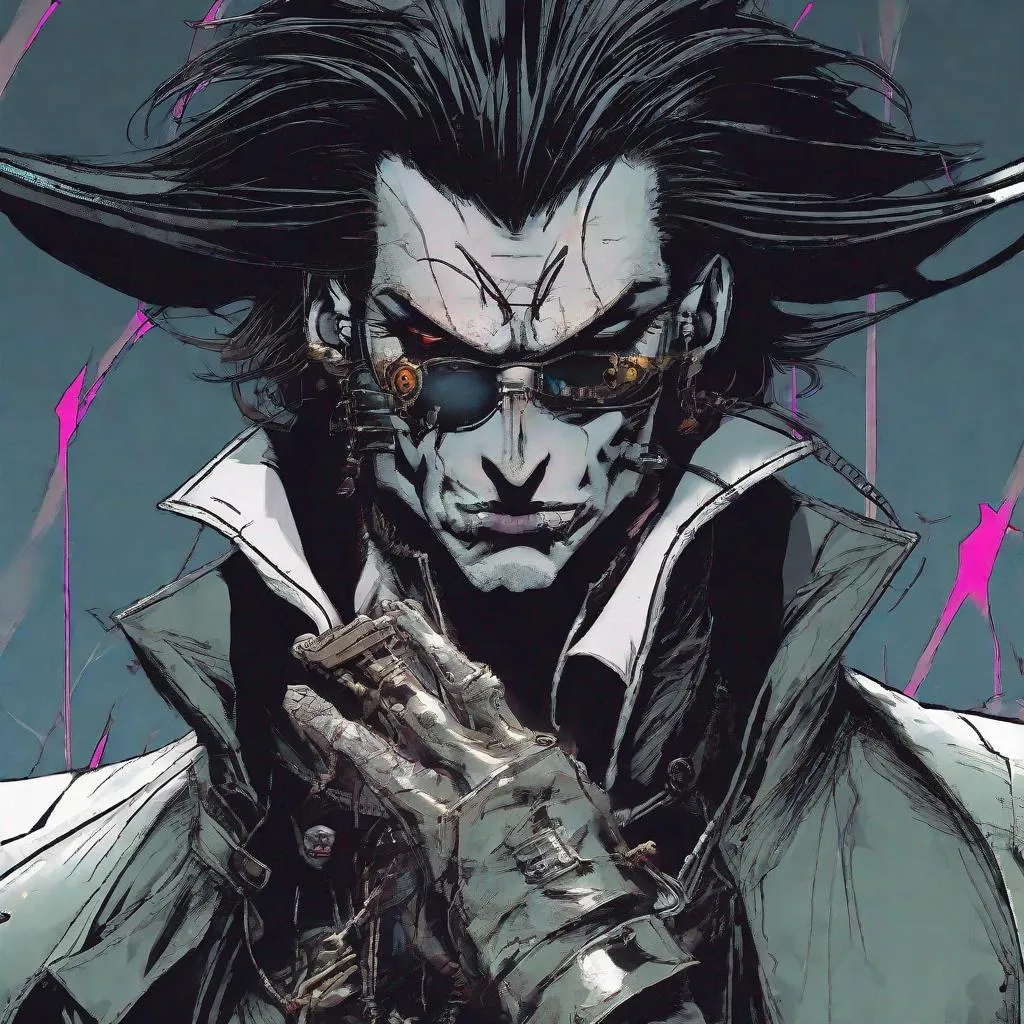 Prompt: Cyberpunk Vampire Hunter D