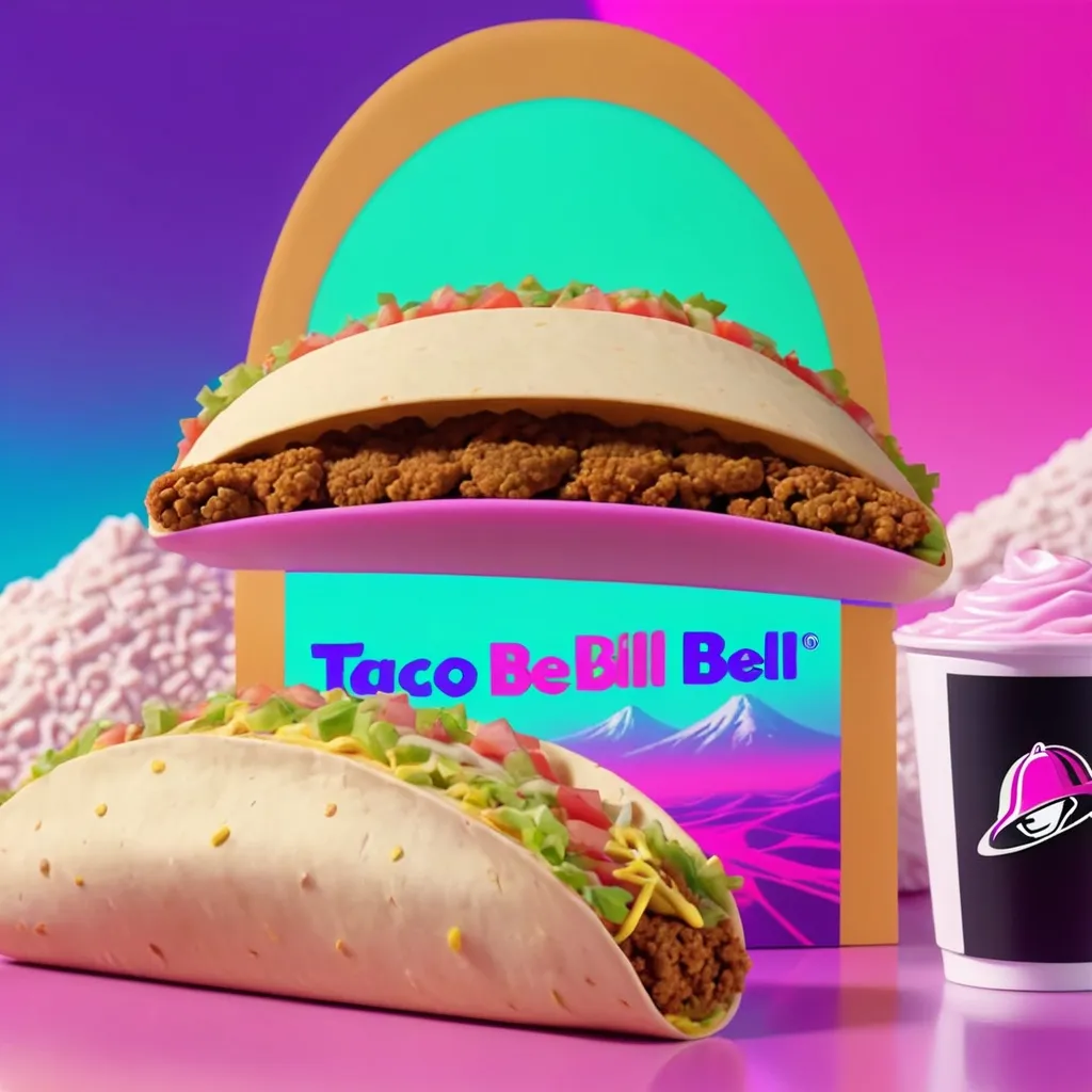 Prompt: vaporwave taco bell commercial