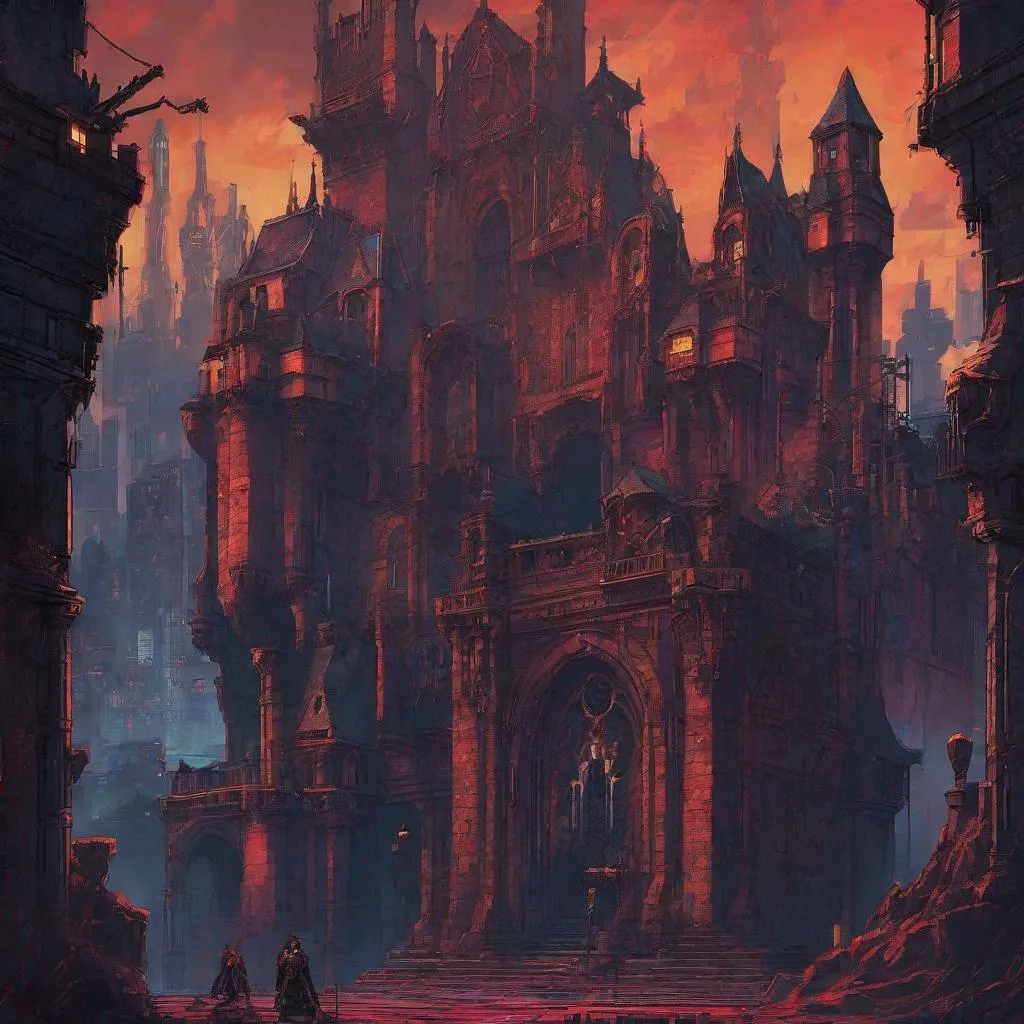 Prompt: Cyberpunk Castlevania