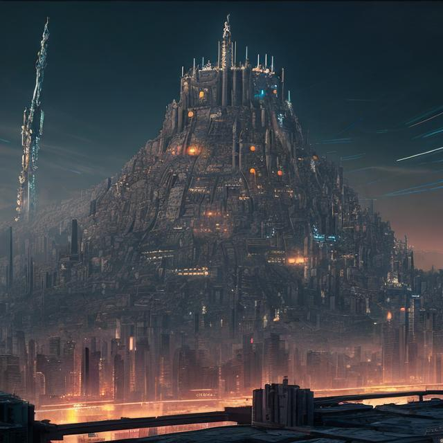 Prompt: cyberpunk minas tirith