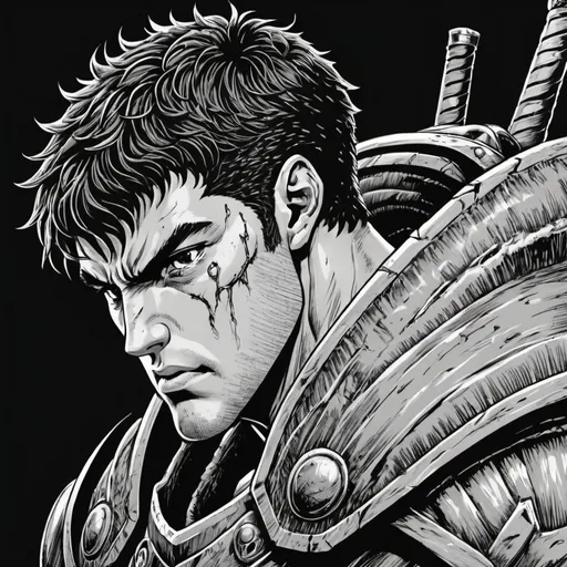 Prompt: Guts from Beserk, fine line art style