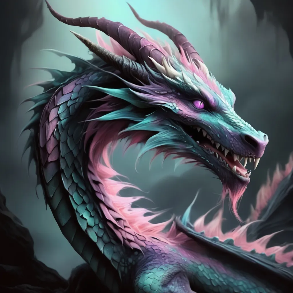 Prompt: Pastel dragon, dark fantasy style