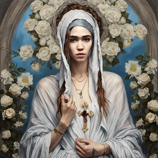 Prompt: painting of <mymodel> as the virgin mary