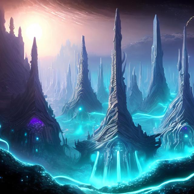 Prompt: detailed artwork of a vast aethereal city, technologically advanced, luminescent
