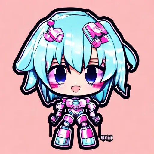 Prompt: chibi anime robot, arizona iced tea aesthetic, highres, best quality