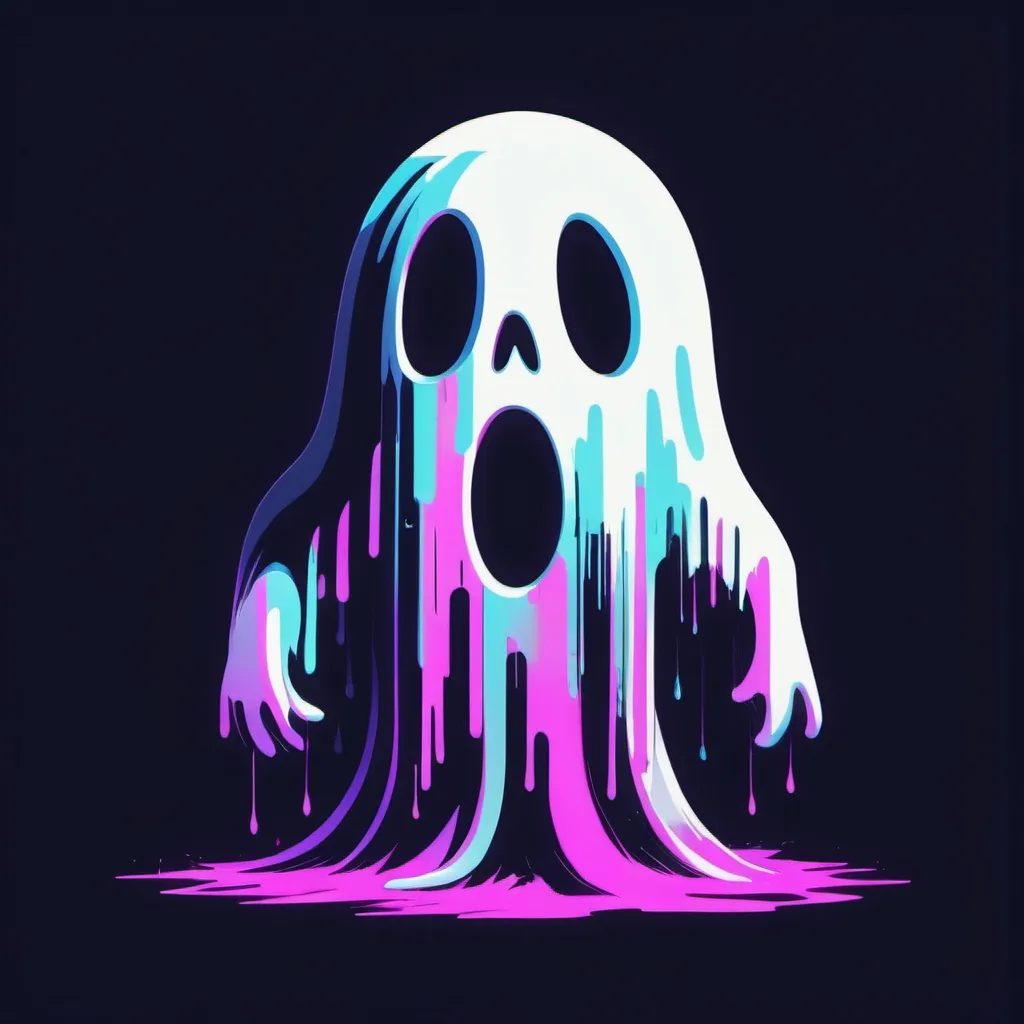 Prompt: cartoon ghost, glitch art style