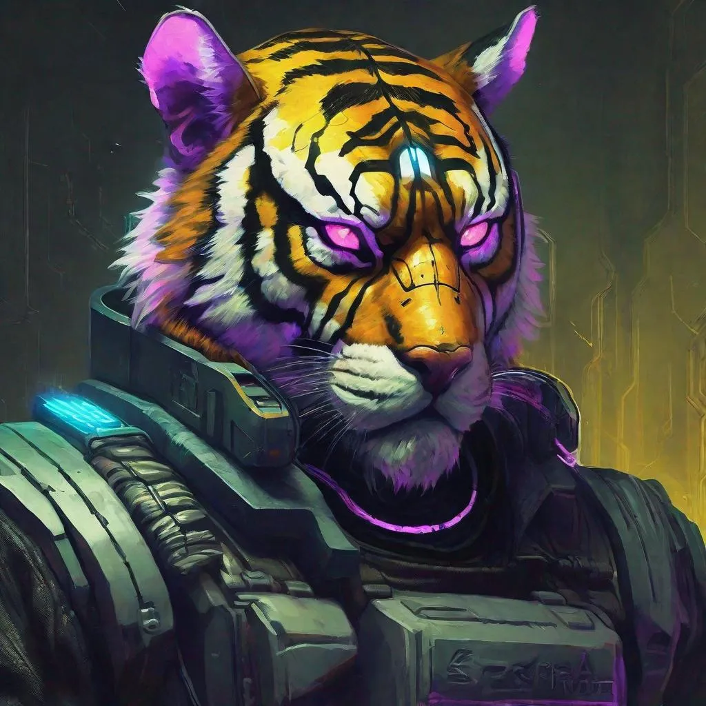 Prompt: cyberpunk tiger, painting