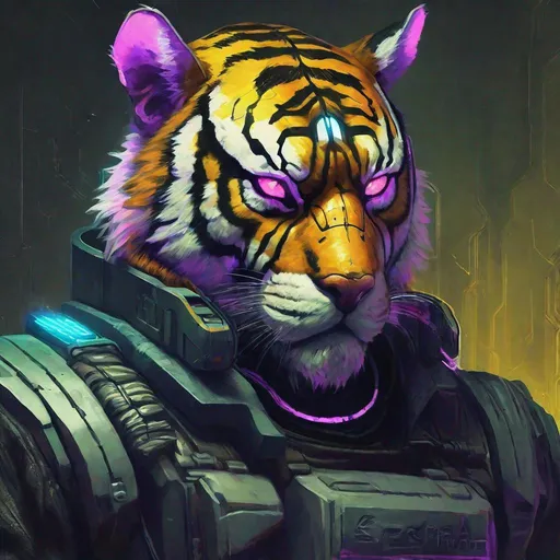 Prompt: cyberpunk tiger, painting