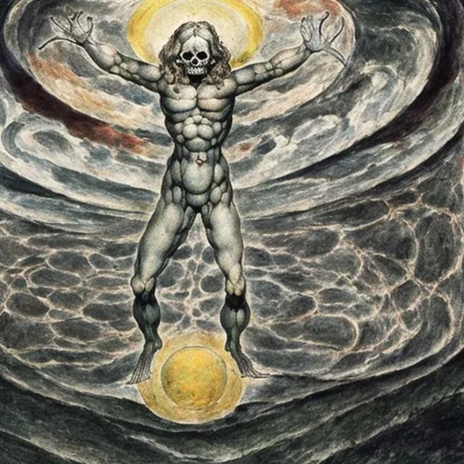 Prompt: death metal album cover painted by william blake inspired by the concept of nihilism