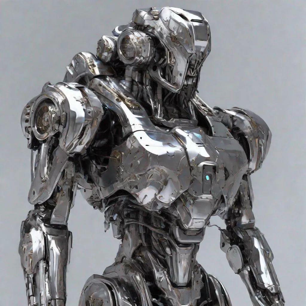 Prompt: liquid metal mech suit