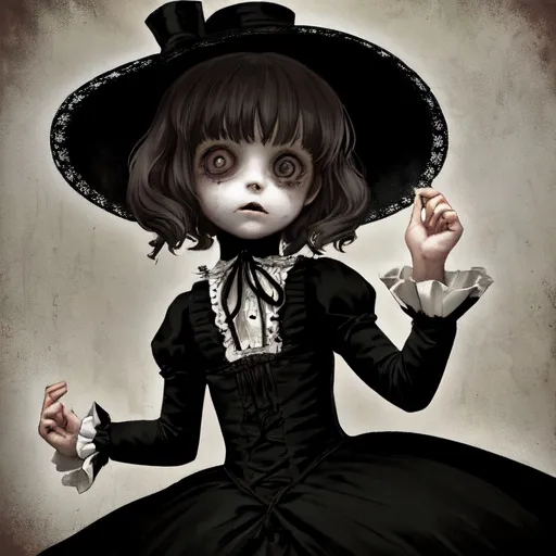 Prompt: creepy little girl, victorian setting