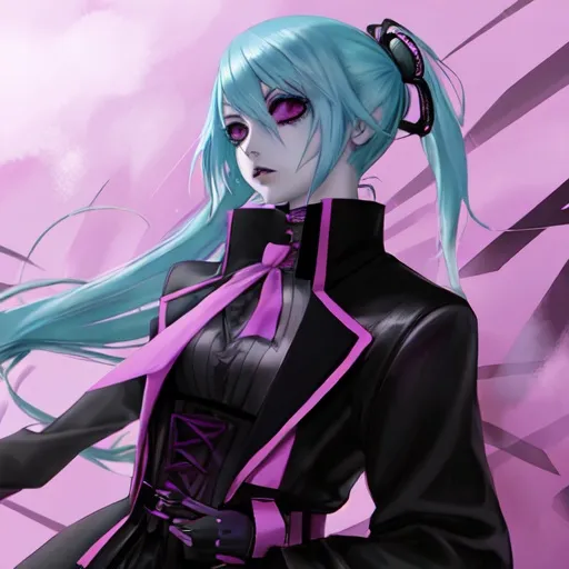 Prompt: anime pastel goth assassin