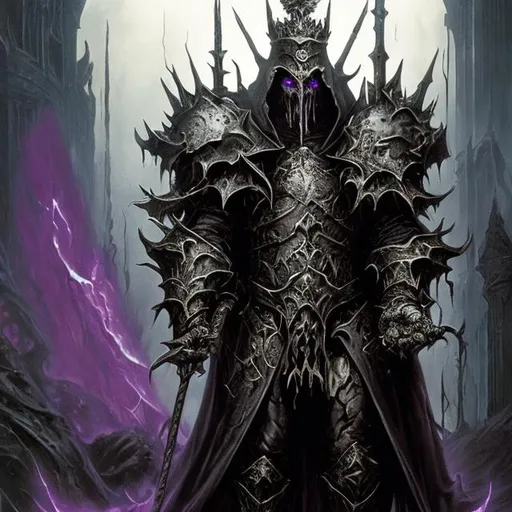 Prompt: Dark fantasy king, corrupted by years of moral decay