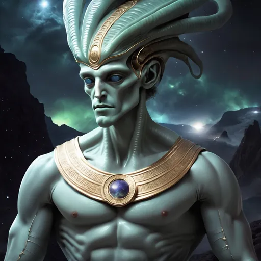 Prompt: alien greek god