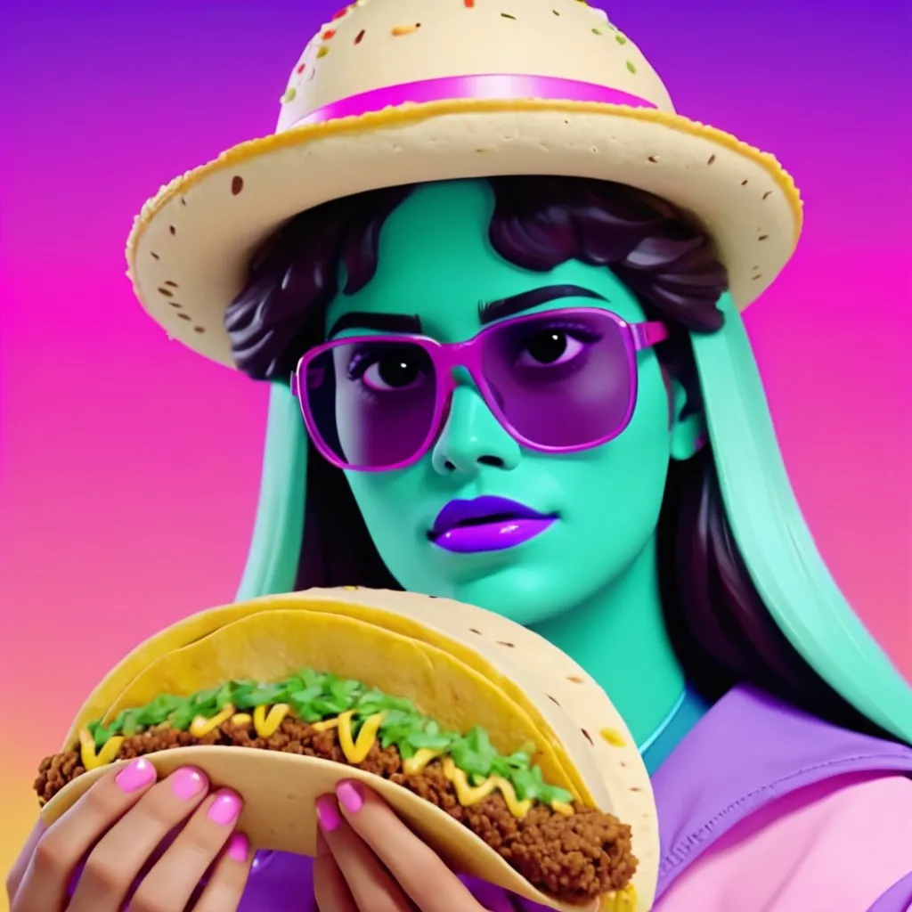 Prompt: vaporwave taco bell commercial