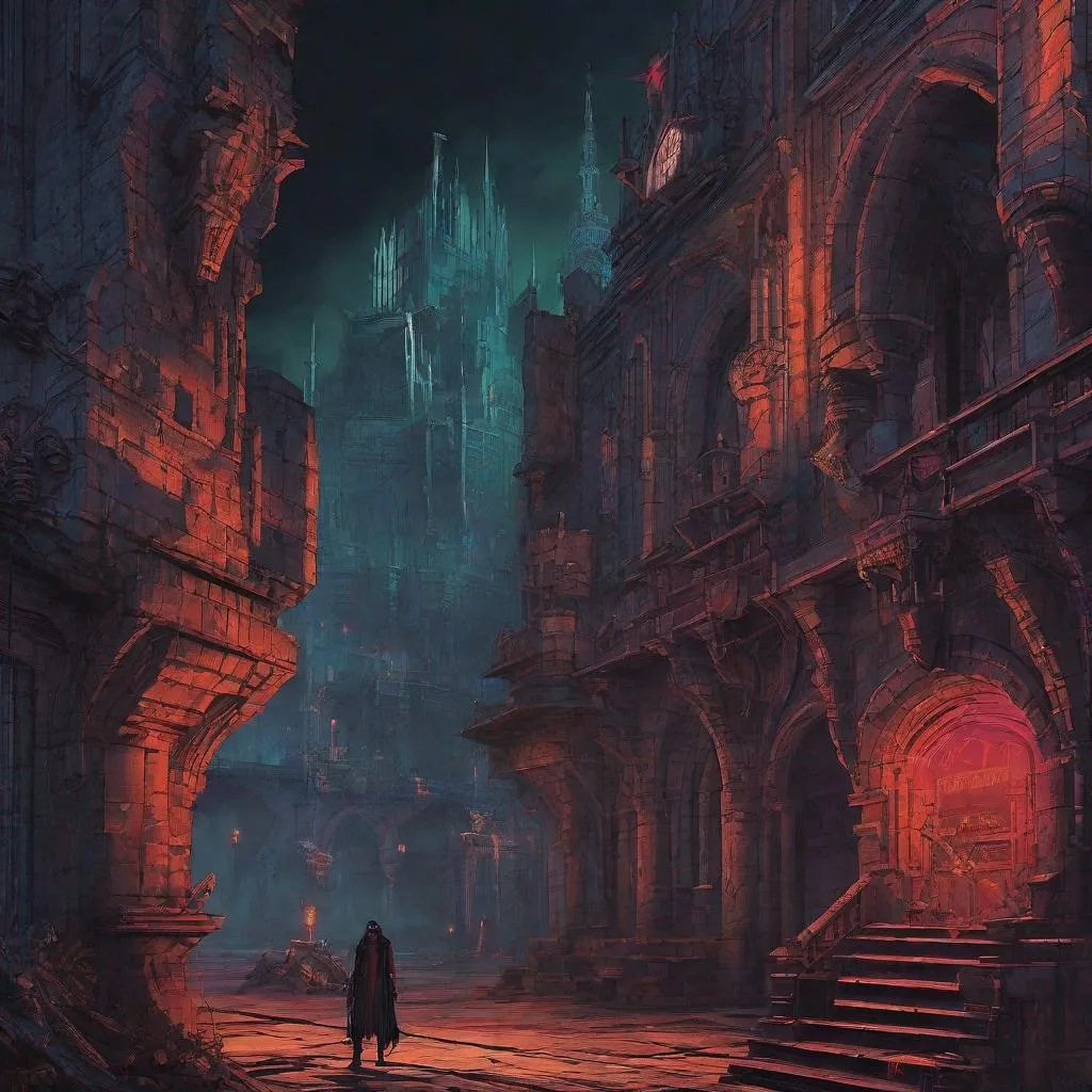 Prompt: Cyberpunk Castlevania