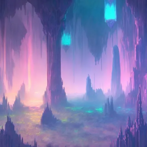 Prompt: impressionistic artwork, vast aethereal city, technologically advanced, luminescent, pastel color scheme