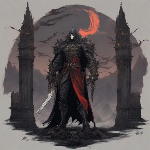 Prompt: Castlevania meets Elden Ring, nightmarish Dark Knight