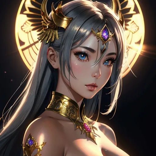 Prompt:  female, delicate physique, partial silver mask, gold eyes, intricate and ornate

Heavenly beauty, 128k, 50mm, f/1. 4, high detail, sharp focus, perfect anatomy, highly detailed, detailed and high quality background, oil painting, digital painting, Trending on artstation, UHD, 128K, quality, , artgerm, highest quality stylized character concept masterpiece, award winning digital 3d, hyper-realistic, intricate, 128K, UHD, HDR, image of a gorgeous, beautiful, dirty, highly detailed face, hyper-realistic facial features, cinematic 3D volumetric, illustration by Marc Simonetti, Carne Griffiths, Conrad Roset, 3D anime girl, Full HD render + immense detail + dramatic lighting + well lit + fine | ultra - detailed realism, full body art, lighting, high - quality, engraved, ((photorealistic)), ((hyperrealistic)), ((perfect eyes)), ((perfect skin)), ((perfect hair)), ((perfect shadow))