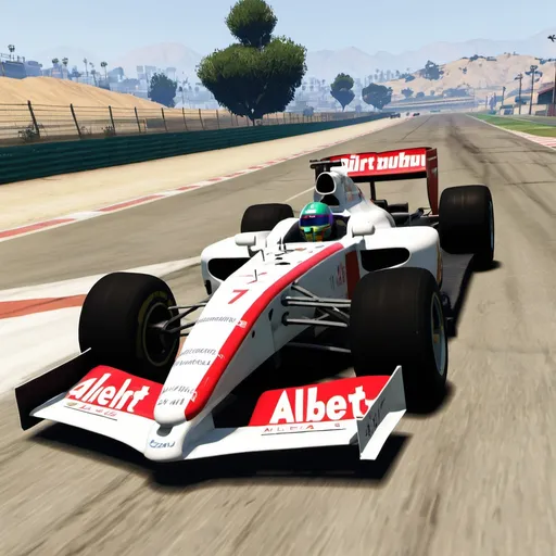 Prompt: GTA V cover , F1 car ,with the name Albert on it