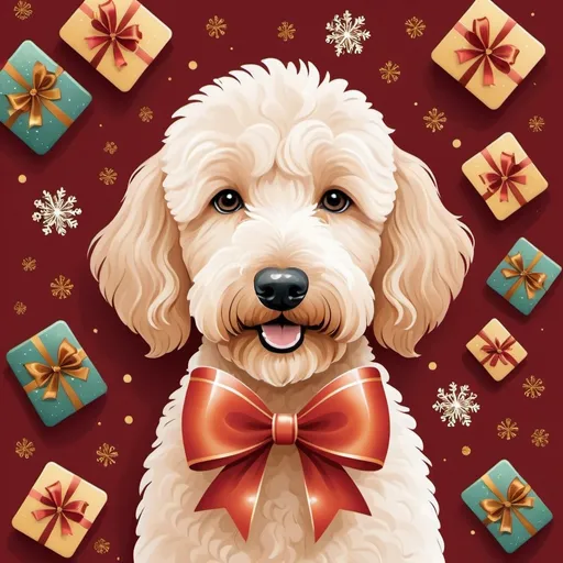 Prompt: a goldendoodle giftcard