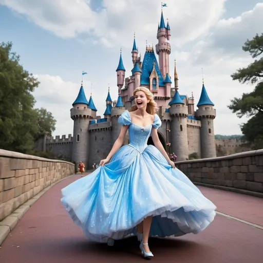 Prompt: Cinderella running away from the castle