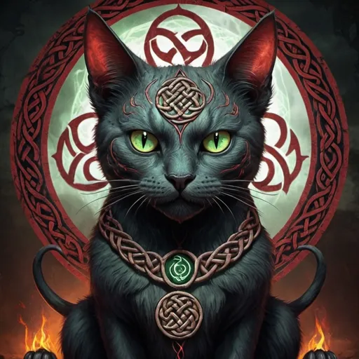 Prompt: demonic celtic cat