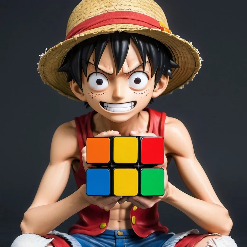 Prompt: Luffy solving a Rubix cube