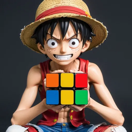Prompt: Luffy solving a Rubix cube