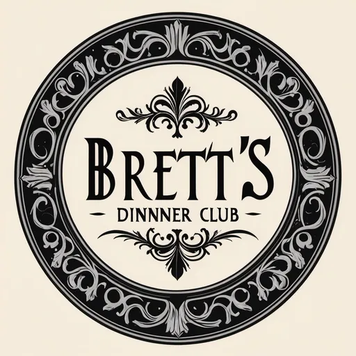 Prompt: A logo for bretts Dinner Club. Circular BDC gothic font