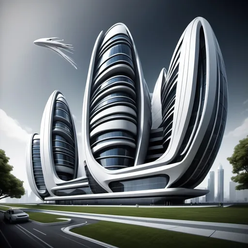 Prompt: Create Architectural Design Illustrate a futuristic mega building