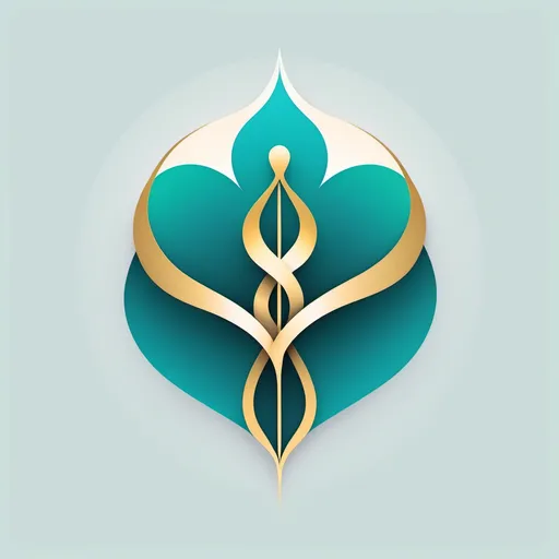 Prompt: Minimalist healthcare logo with fluid, overlapping teal gradients forming a trinity-lotus symbol. The arcs curve upward, ending in soft gold tips. At the center, a sleek silver Rod of Asclepius with a gold core, nestled in negative space shaped like a heart. Bold 'Trikaya' in Poppins Semi-Bold (teal gradient with silver drop shadow) and italicized 'Medica' in Lora (metallic silver). Encased in a rounded square with a thin teal border. Matte and glossy textures, glowing depth, professional yet warm