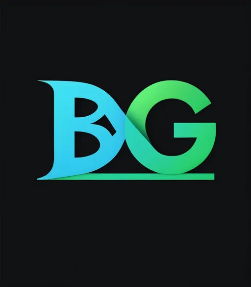 Prompt: a black and green logo with the letter bg on it's side and a blue and green logo on the bottom, Bascove, black arts movement, behance hd, computer graphics