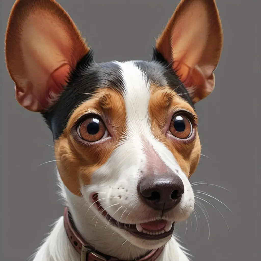 Prompt: A rat terriers face in the drawn style of Disney Pixar animation