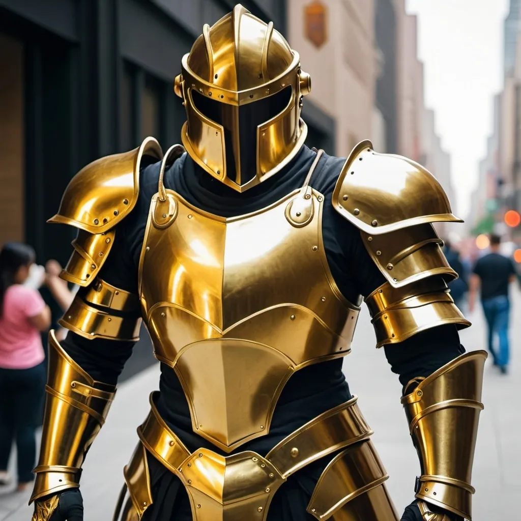 Prompt: gold armor in real life.