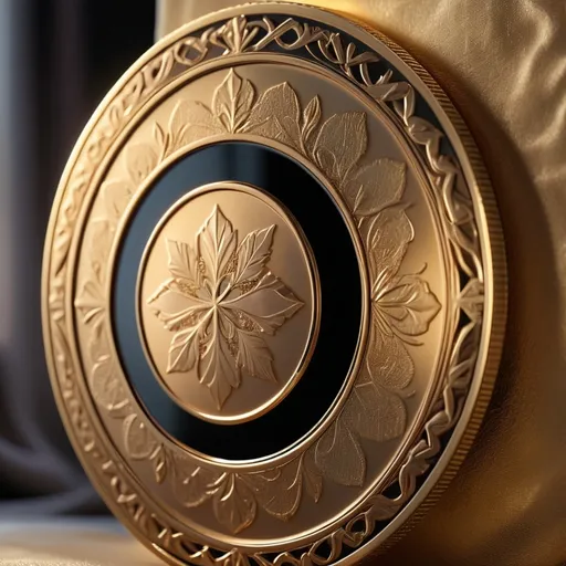 Prompt: Use the image to design a coin currency with the symbol from the image in the middle , it should be made of gold. Make it 3D