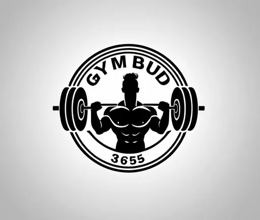 Prompt: gymbud365 logo for instagram, motivational, energetic and black and white, with weights and professional 