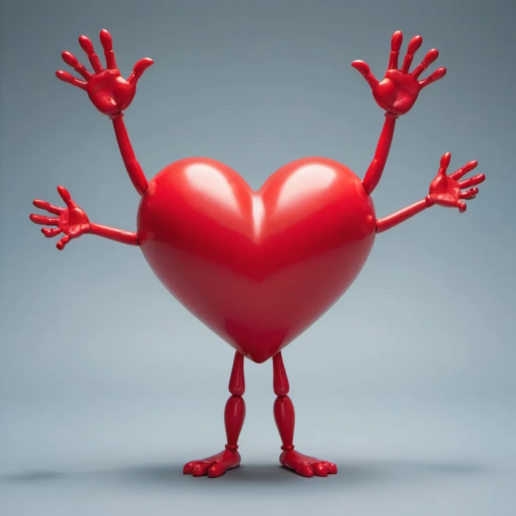 Prompt: A red heart with its outstretched red arms

