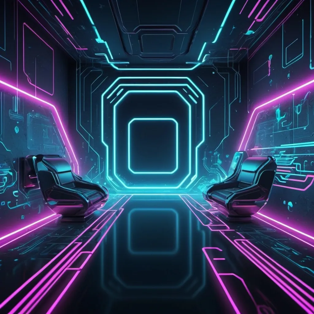 Prompt: Design futuristic and digital-themed wallpapers reflecting advancements in technology and digital art.
Use neon colors, circuit patterns, and holographic effects.