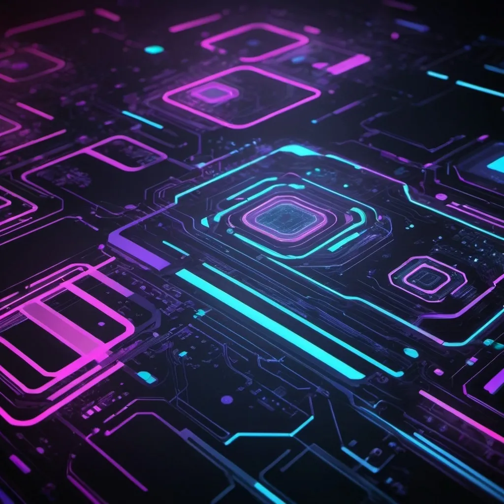 Prompt: Design futuristic and digital-themed wallpapers reflecting advancements in technology and digital art.
Use neon colors, circuit patterns, and holographic effects.