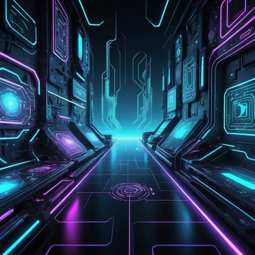 Prompt: Design futuristic and digital-themed wallpapers reflecting advancements in technology and digital art.
Use neon colors, circuit patterns, and holographic effects.