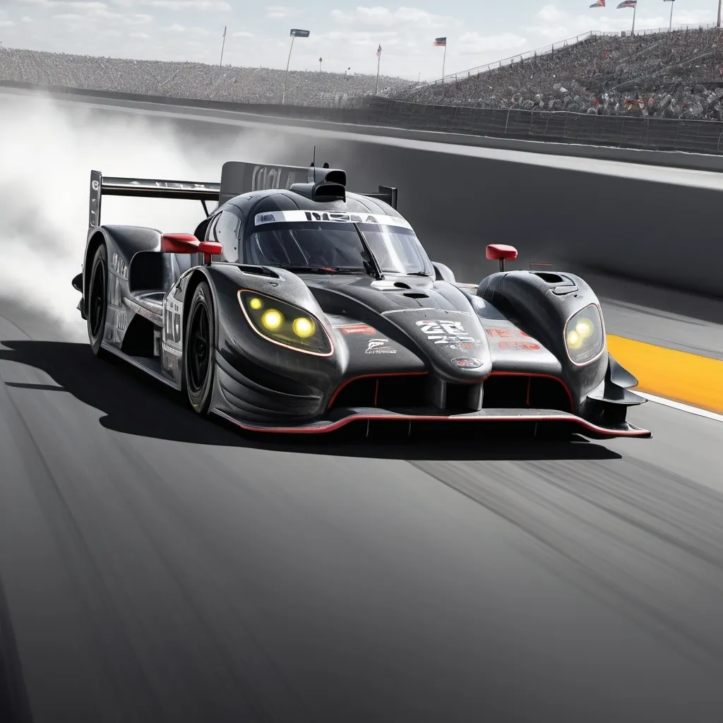 Prompt: (ultrarealistic pencil drawing), 2023 IMSA Race, colors: black, gray, white, intricate details, dynamic movement, high-speed action, racing environment, dramatic shadows and highlights, emphasizing a thrilling atmosphere, detailed car designs, outstanding craftsmanship, artistic composition for dynamic visual impact, high-quality illustration.