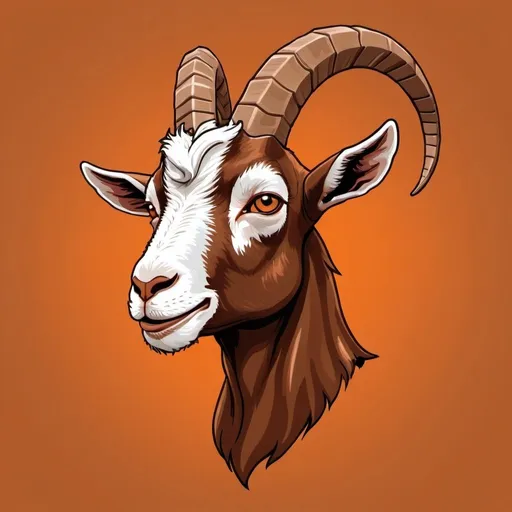 Prompt: goat head, brown color. cartoony but not very cartoony. orange background
not incredibly realistic